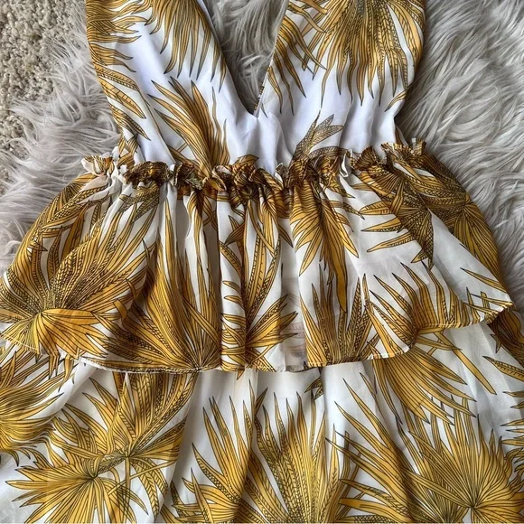 Shopbop yellow floral tiered ruffle midi dress - Picture 12 of 15